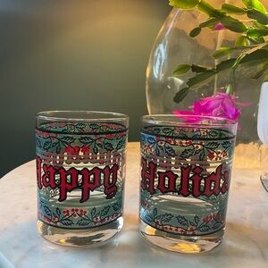 Houze Happy Holidays Vintage Glasses - Set of 2